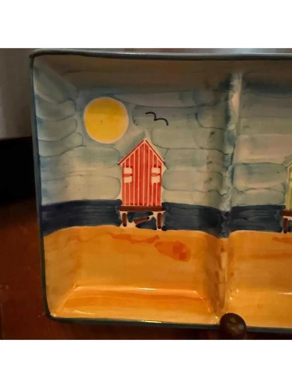 Vintage Sur La Table 3 sectional porcelain beach hut theme tray